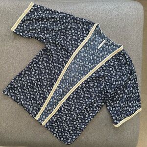 Anthropologie RAGA Open Front Paisley Short Sleeve Cardigan Medium